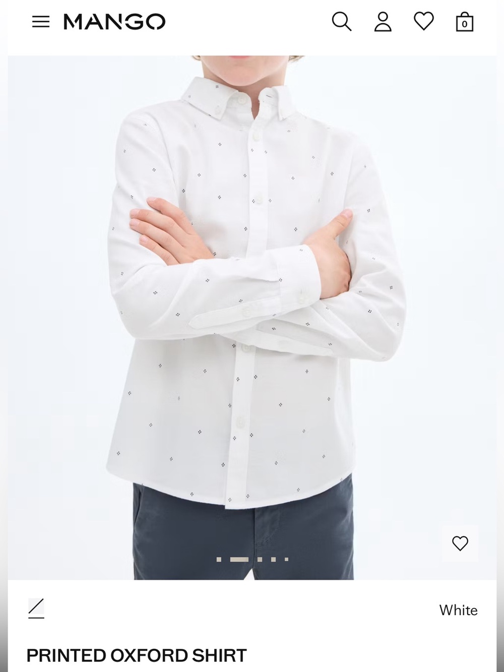 Mango Boys White Printed Oxford Shirt Size 13-14, 164 cm